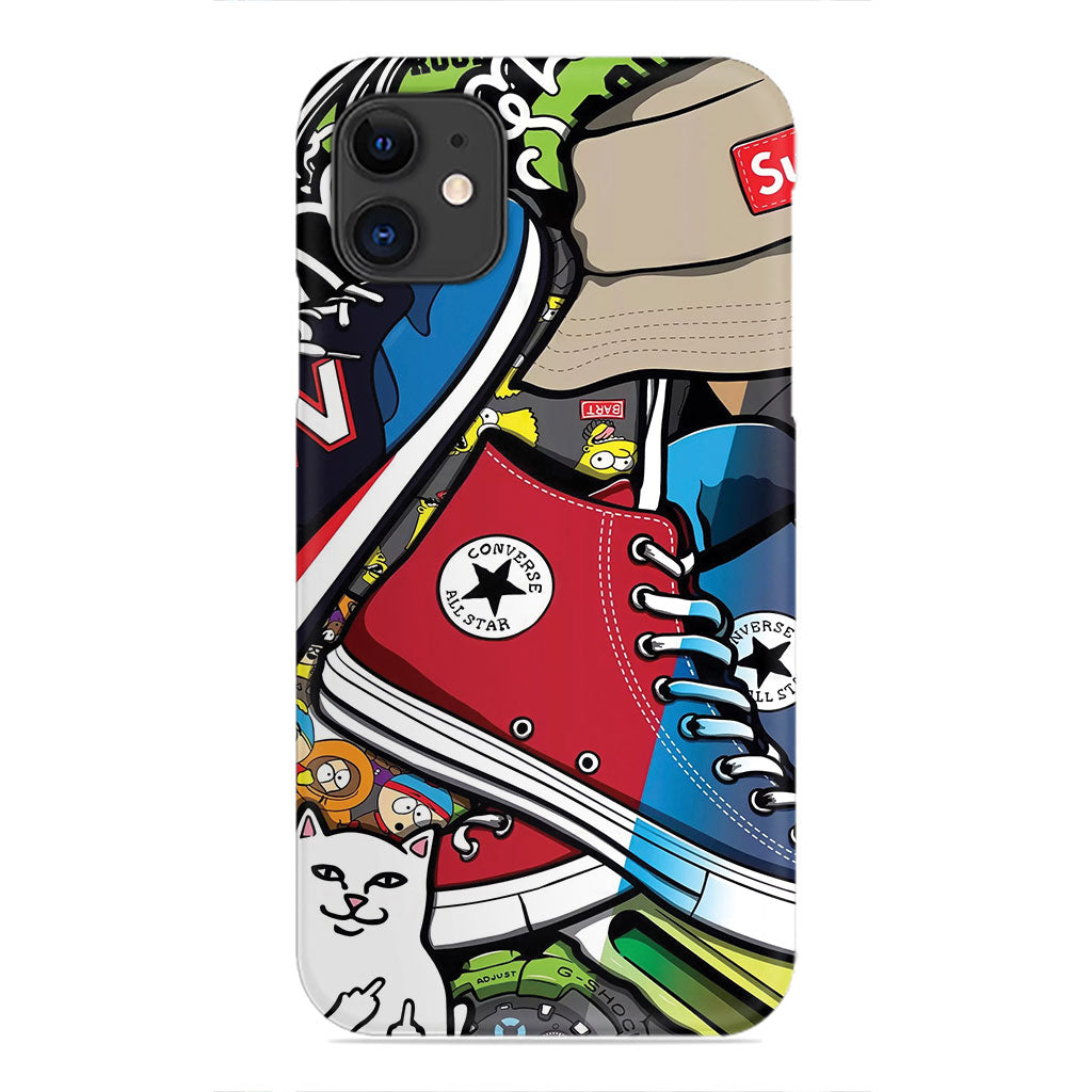 Street Style Collage – Sneakers, Cartoons & Culture Phone Case