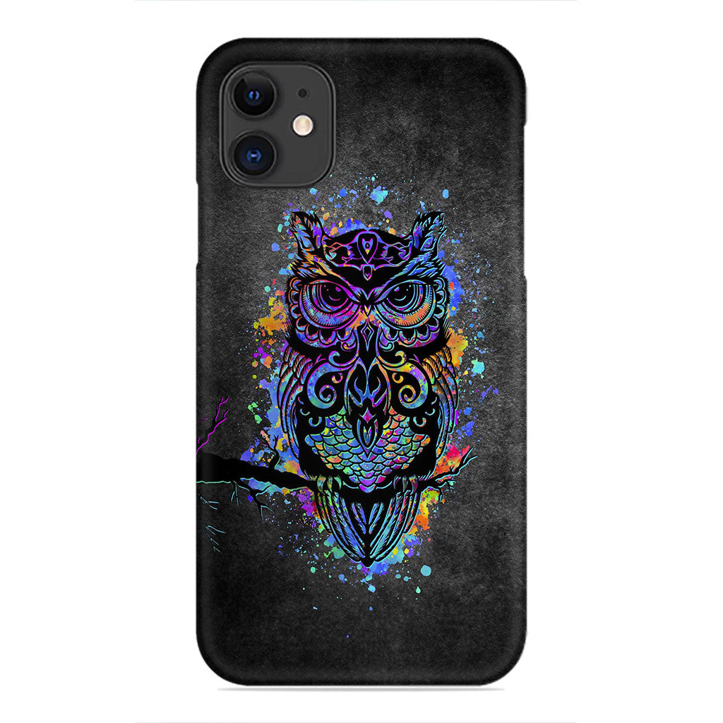 Neon Wisdom: The Vibrant Owl Phone Case