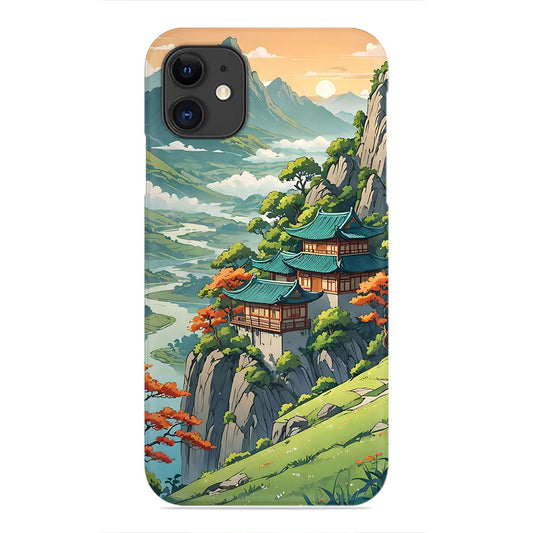 Sunrise Harmony: Temple Among the Emerald Hills Phone Case