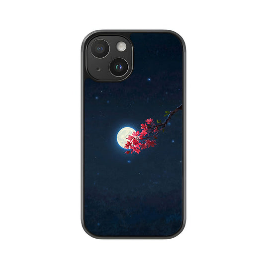 Moonlit Blossom Phone Case – Night Sky with Cherry Flowers Metal Case