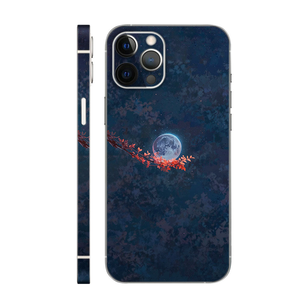 Lunar Blossom Phone Case – Full Moon with Red Leaves 6D skin