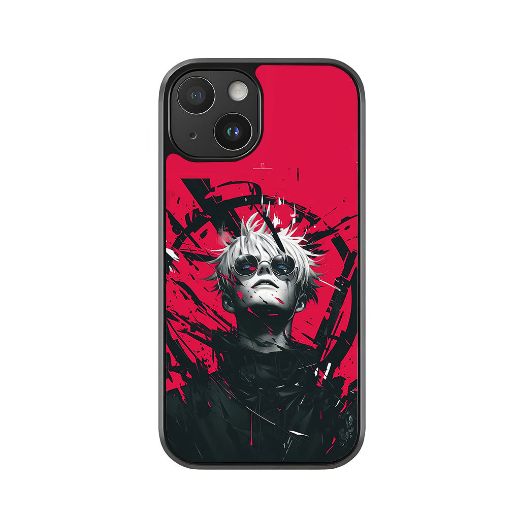 Red and Black Gojo Satoru Design Phone Accessory Metal Case