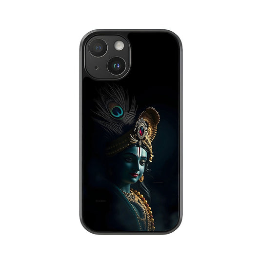 Lord Krishna Divine Phone Case - Peacock Feather Design Metal Case