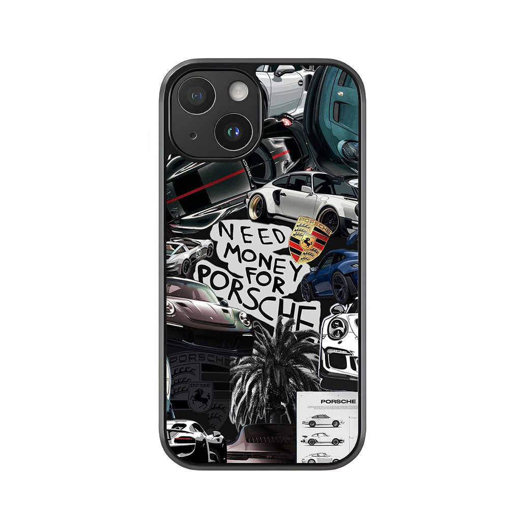 Porsche Car Collage Phone Case - "Need Money for Porsche" Design Metal Case