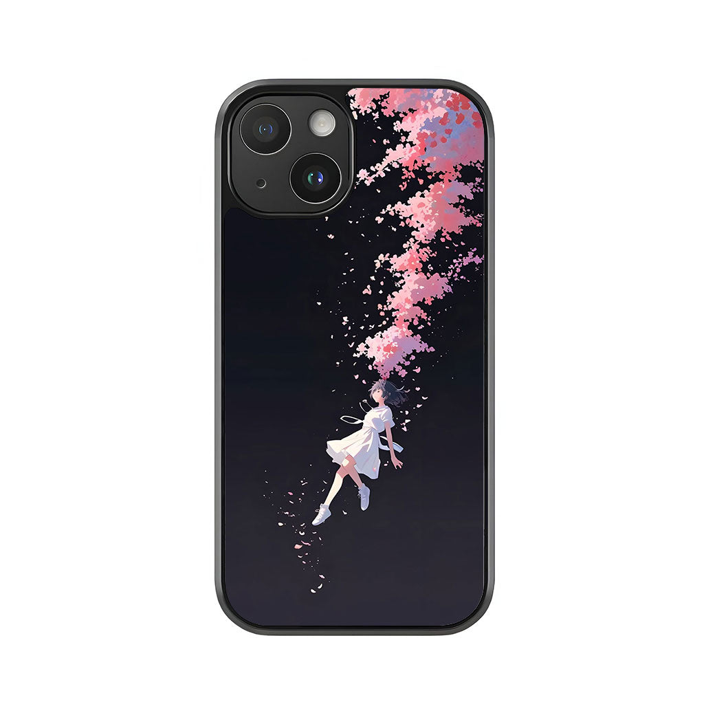 Anime Cherry Blossom Phone Case - Floating Girl Design Metal Case