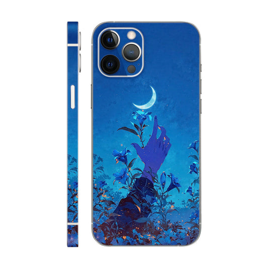 Night Blue Floral Phone Case - Hand Reaching for Moon Design 6D Skin