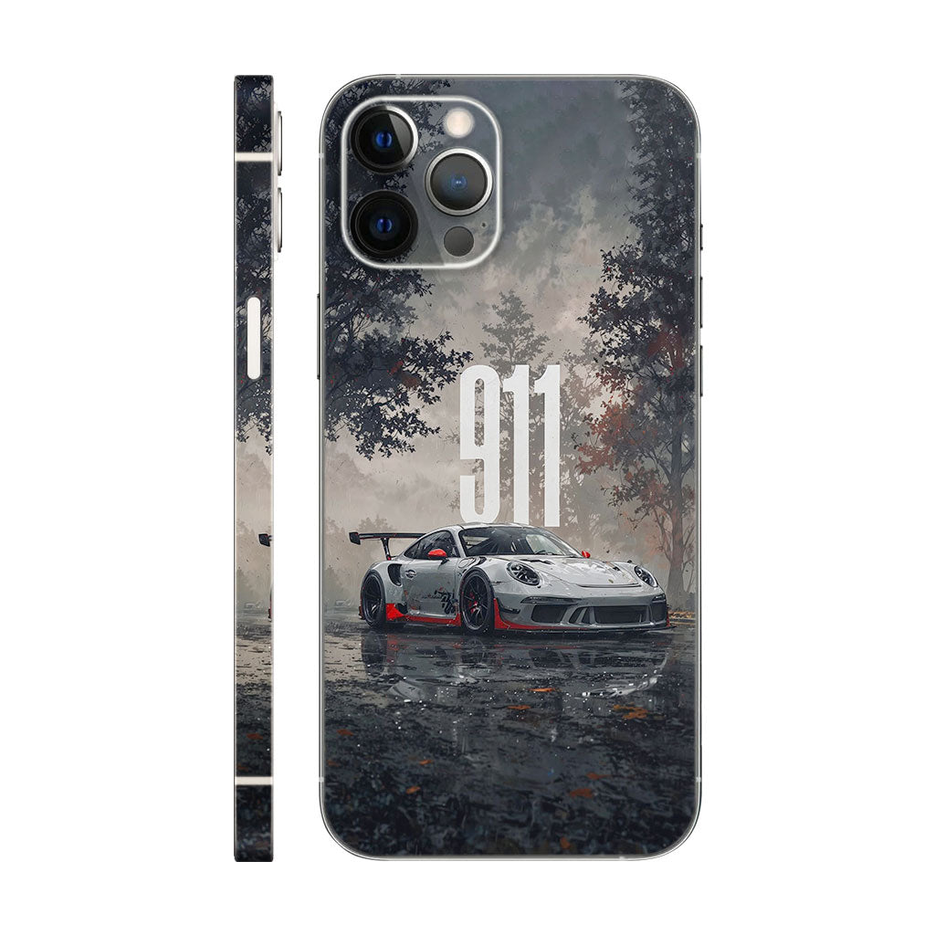 Porsche 911 GT3 RS Rainy Street Phone Case - Automotive Design 6D Skin