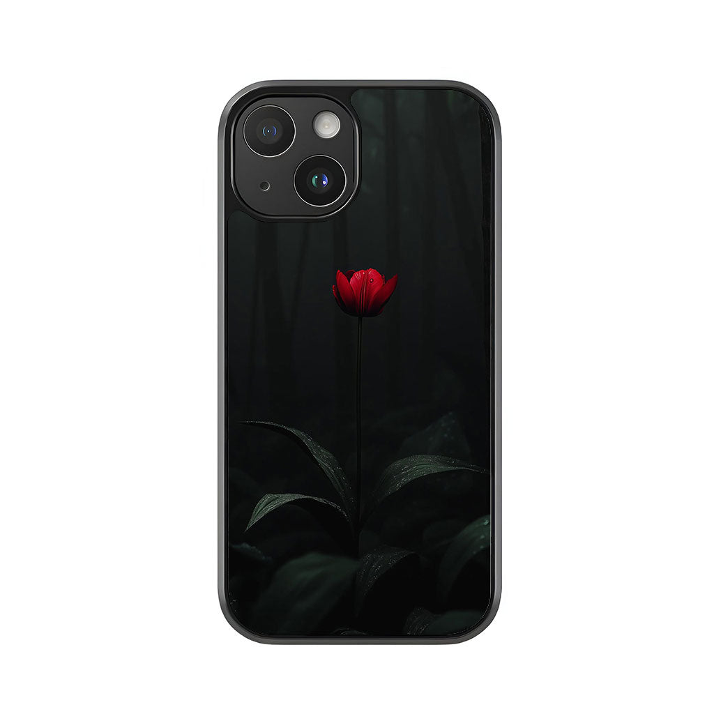 Solitary Red Tulip Phone Case - Dark Forest Design Metal Case