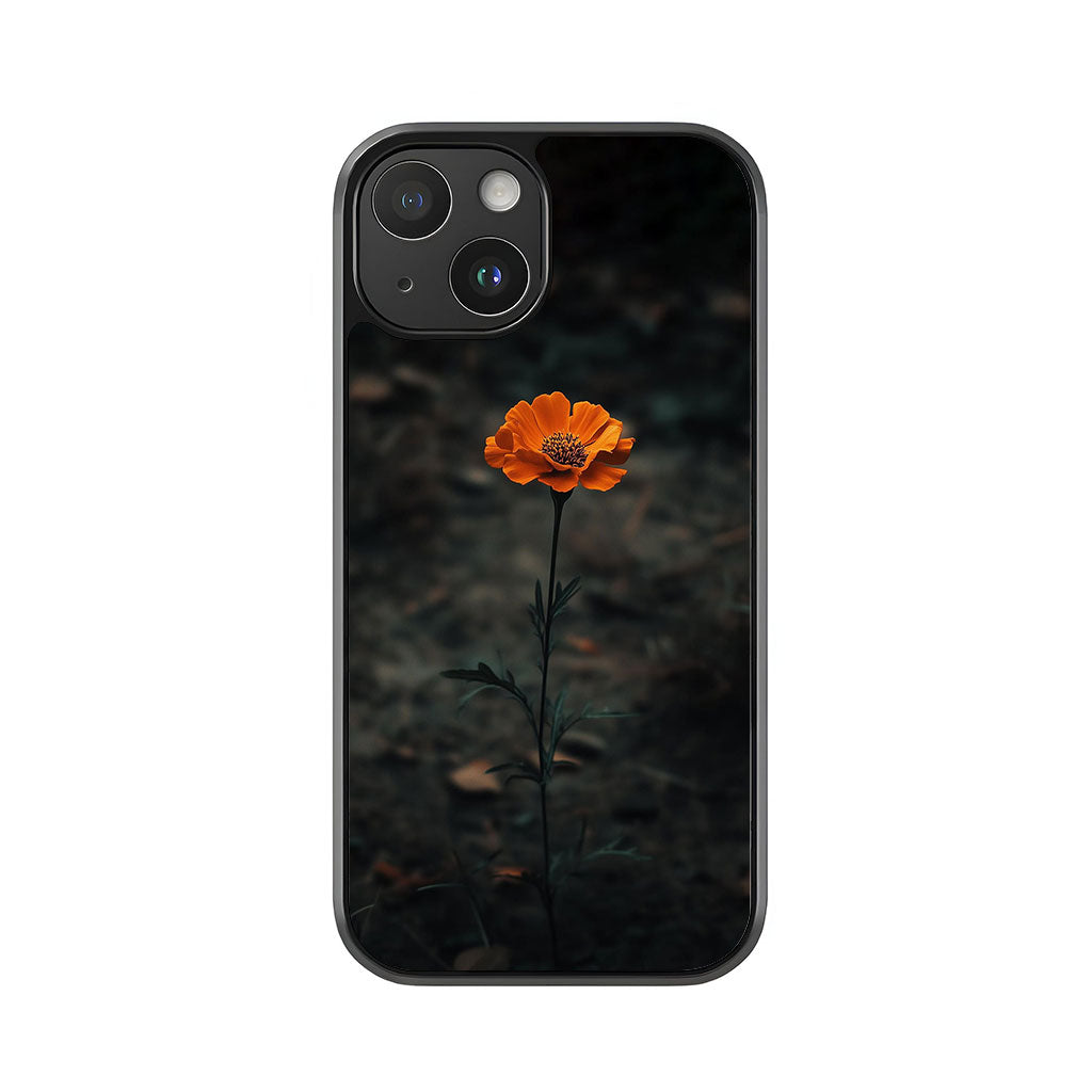 Isolated Orange Flower Phone Case - Dark Floral Design Metal Case