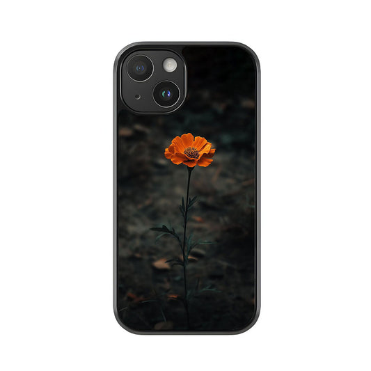Isolated Orange Flower Phone Case - Dark Floral Design Metal Case