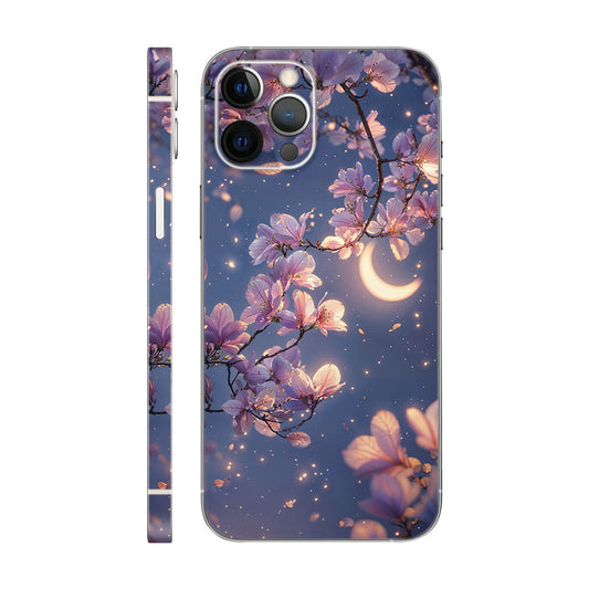 Blooming Pink Magnolia Phone Case - Moon and Stars Design 6D Skin