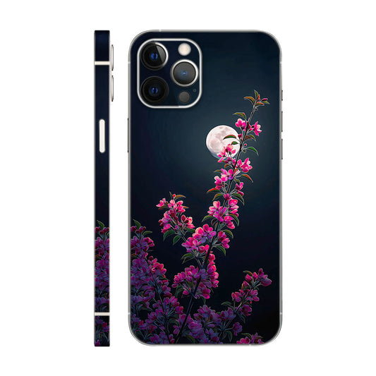 Pink Cherry Blossom Phone Case - Full Moon and Night Design 6D Skin