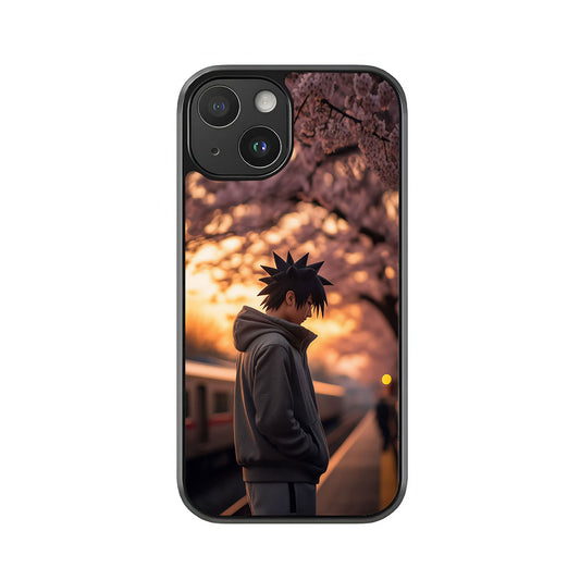 Anime Character Cherry Blossom Phone Case - Train Station Design Metal Case