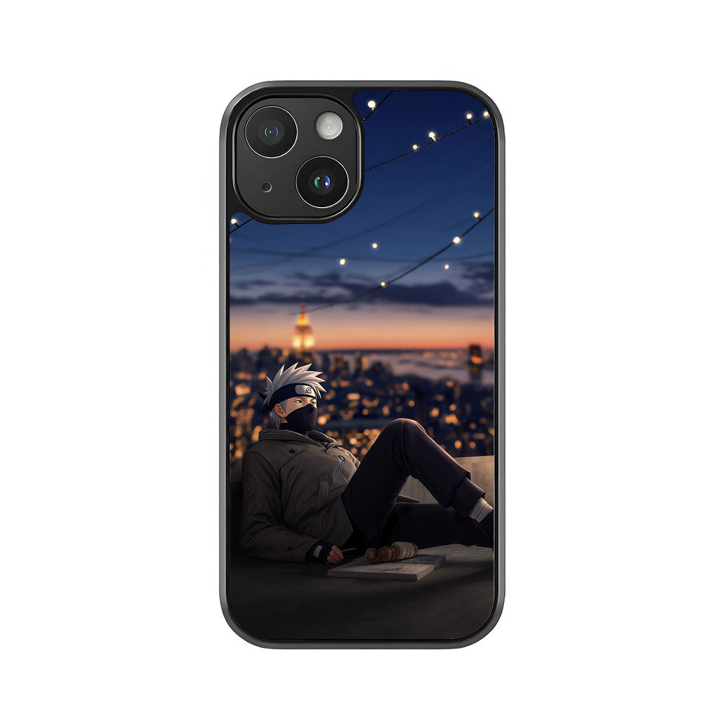 Kakashi Hatake Rooftop Phone Case - City Night View Design Metal Case