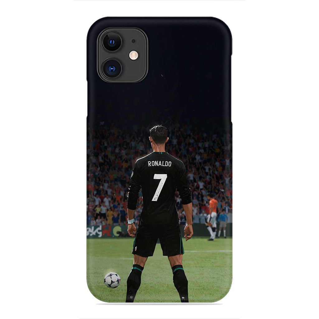 Cristiano Ronaldo Black Jersey Phone Case - Stadium View Design