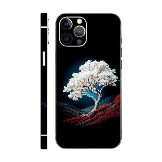 Lone White Tree Phone Case - Red Grass Design 6D Skin