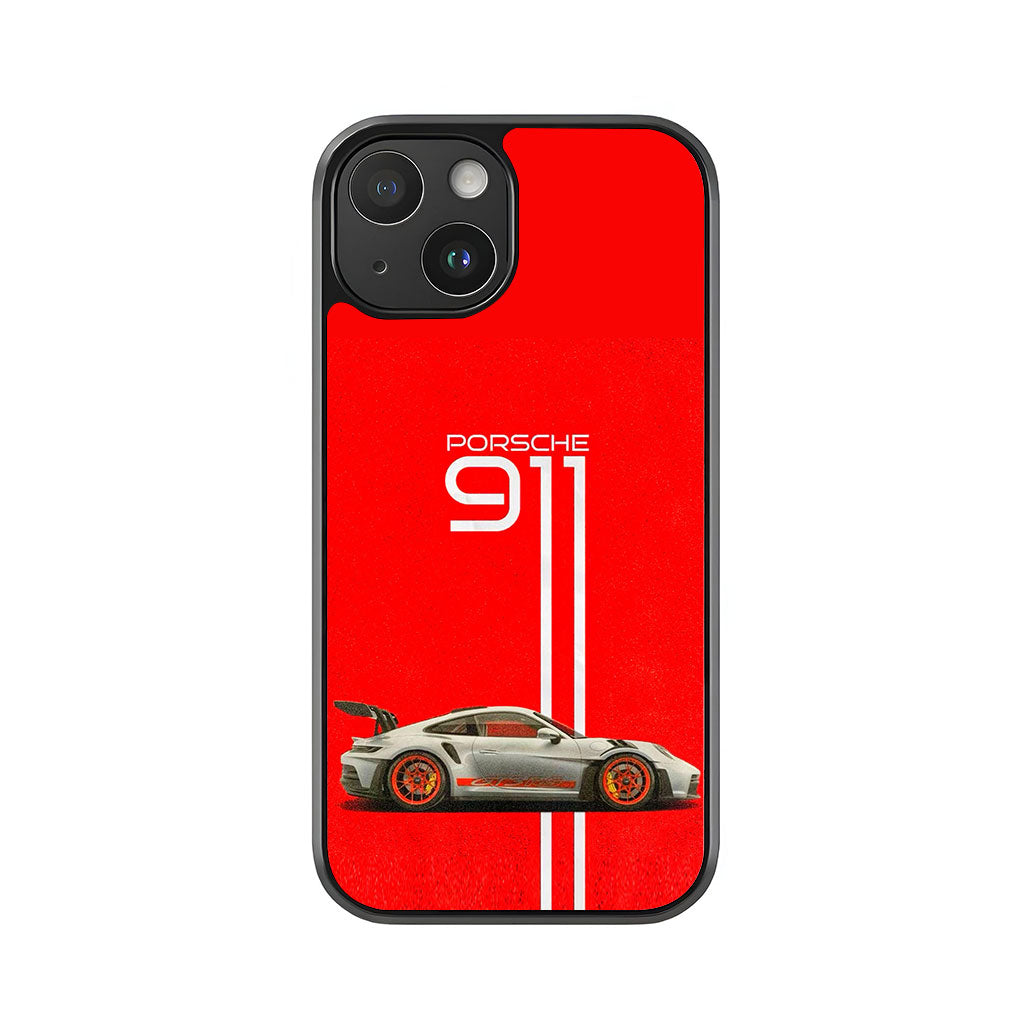 Porsche 911 GT3 RS Phone Case - Red and White Design Metal Case