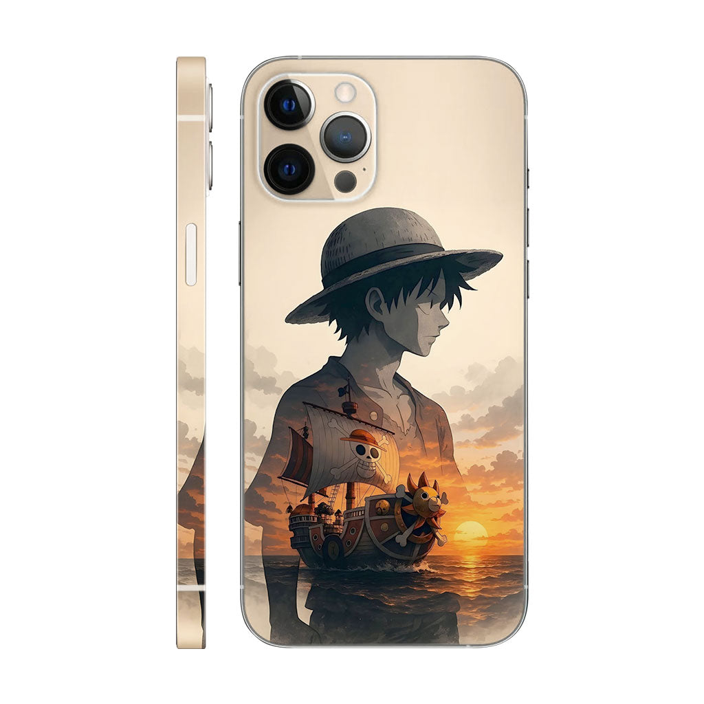 Monkey D. Luffy Silhouette Phone Case - Thousand Sunny Sunset Design 6D Skin