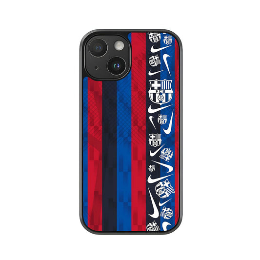 FC Barcelona Jersey Phone Case - Stripe and Crest Design Metal Case