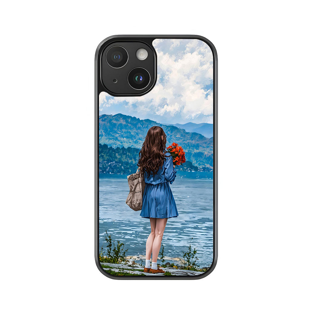 Girl by Lake Phone Case - Mountain View Design Metal Case