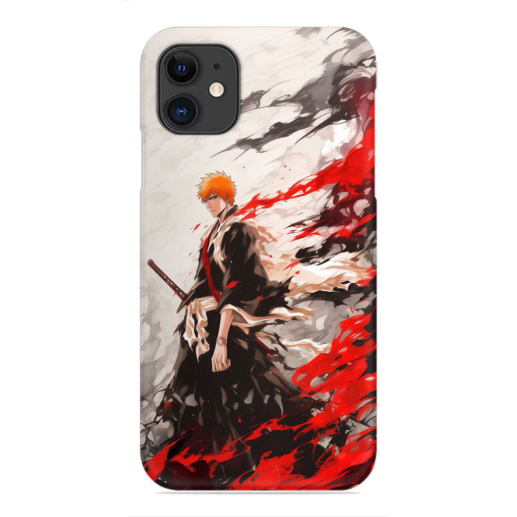 Ichigo Kurosaki Phone Case - Red and Black Splatter Design