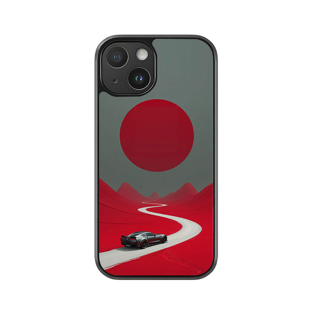 Corvette Sports Car Phone Case - Surreal Sunset Design Metal Case