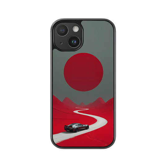 Corvette Sports Car Phone Case - Surreal Sunset Design Metal Case