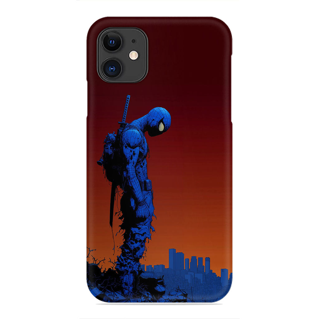 Sad Spider-Man Phone Case - Urban Silhouette Design