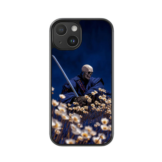 Samurai Skeleton Phone Case - Floral Fields Design Metal Case