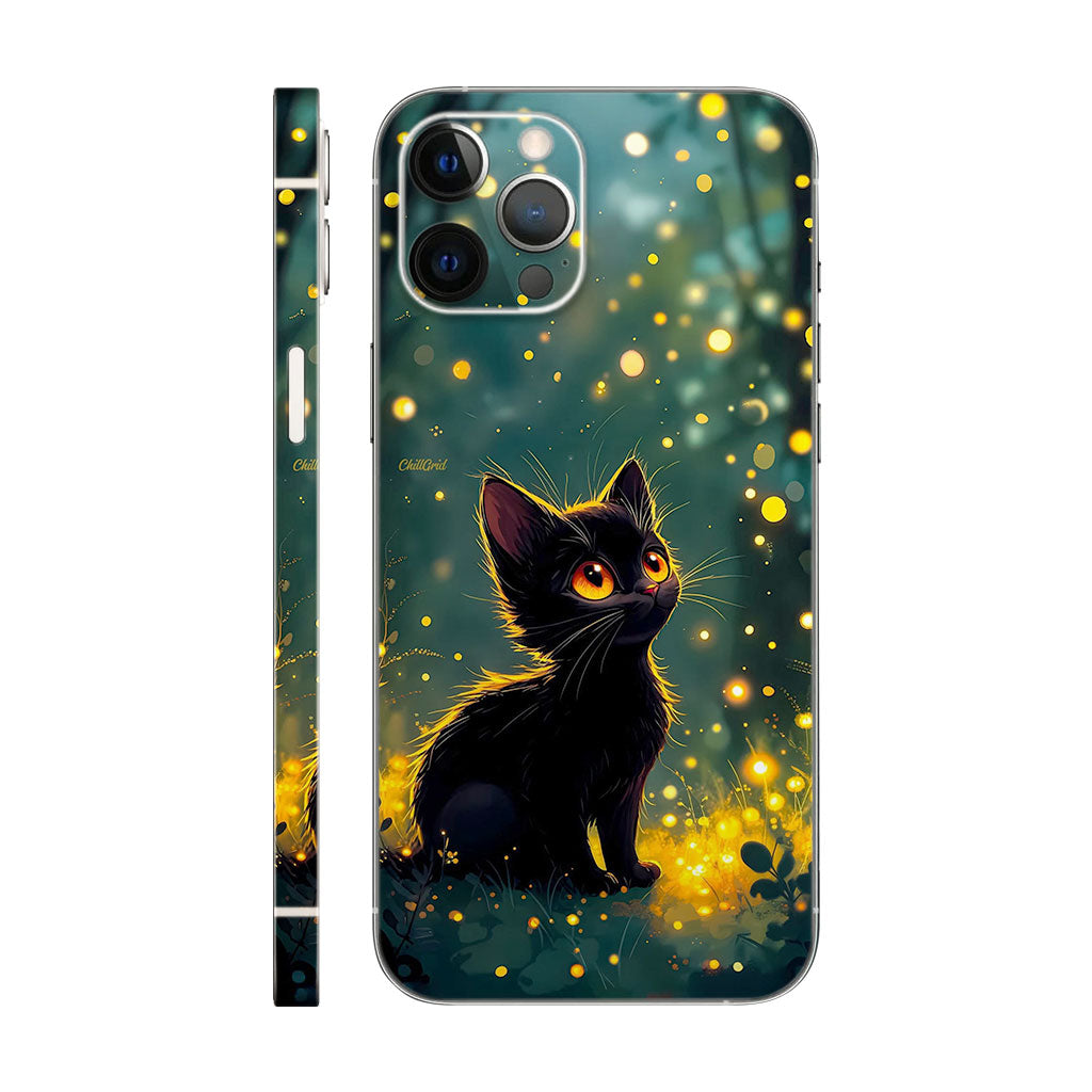 Black Cat Phone Case - Firefly Glow Design 6D Skin