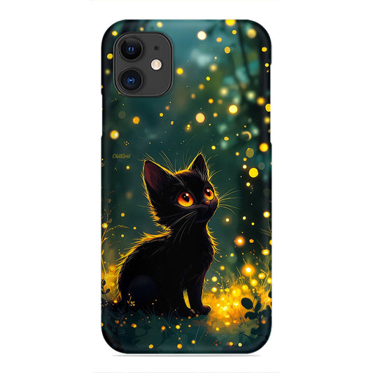 Black Cat Phone Case - Firefly Glow Design