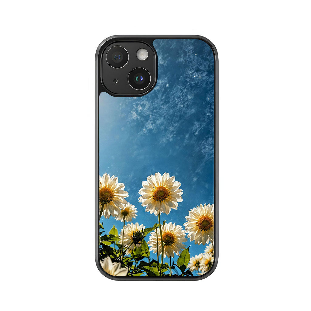 White Flowers Phone Case - Sunny Sky Design Metal Case