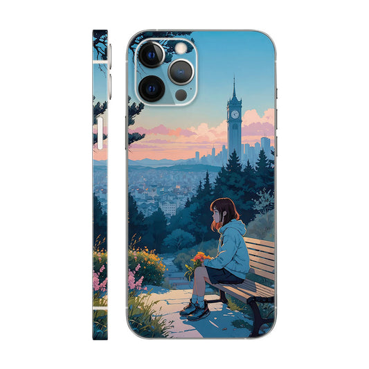 Anime Girl Phone Case - Sunset Cityscape Design 6D Skin