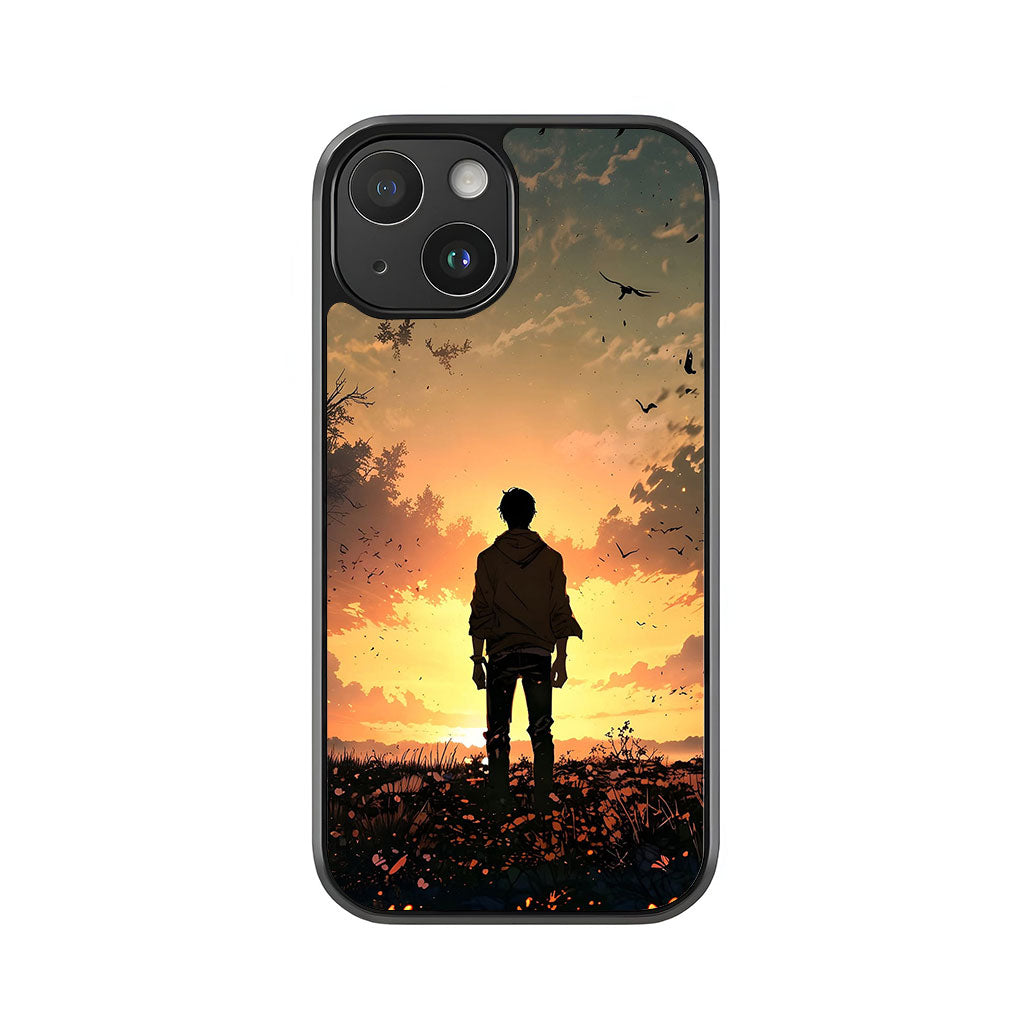 Lone Figure Phone Case - Sunset Field Design Metal Case