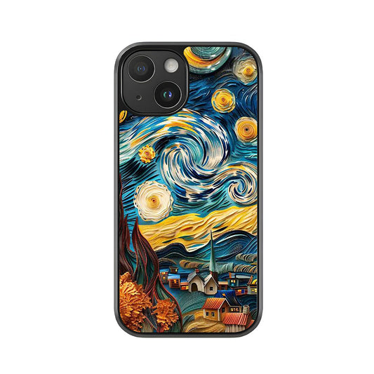 Starry Night Phone Case - Quilling Paper Art Design Metal Case