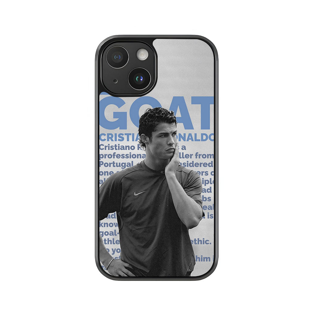 Cristiano Ronaldo Phone Case - GOAT Text Design Metal Case