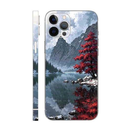 Winter Mountain Phone Case - Red Tree Landscape Design 6D Skin