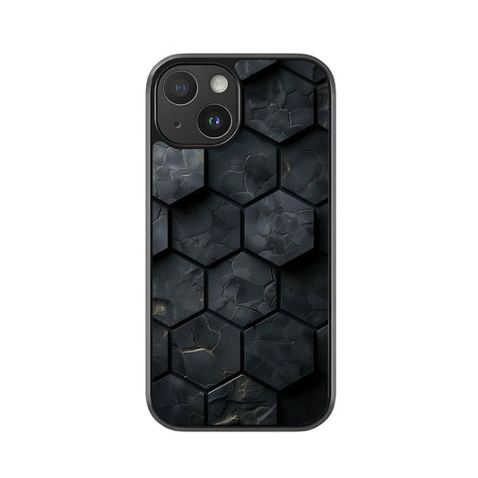 Hexagon Phone Case - Cracked Stone Pattern Design Metal Case