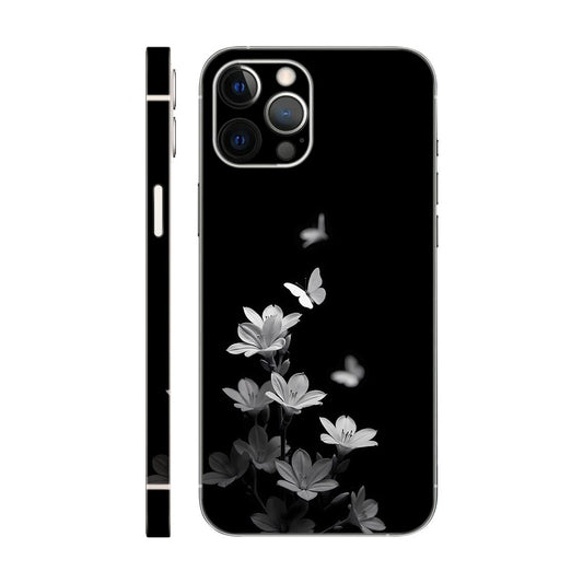 Monochrome Butterfly Phone Case - Black & White Floral Design 6D Skin