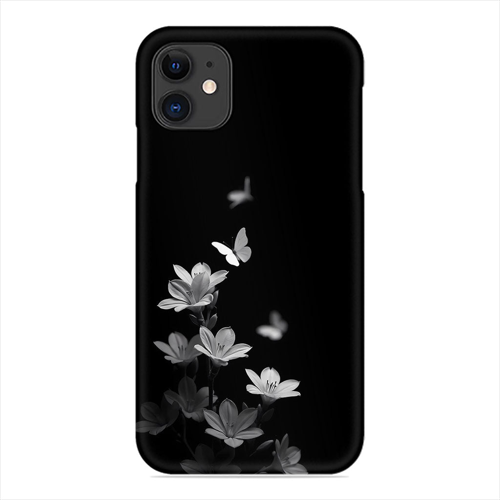 Monochrome Butterfly Phone Case - Black & White Floral Design