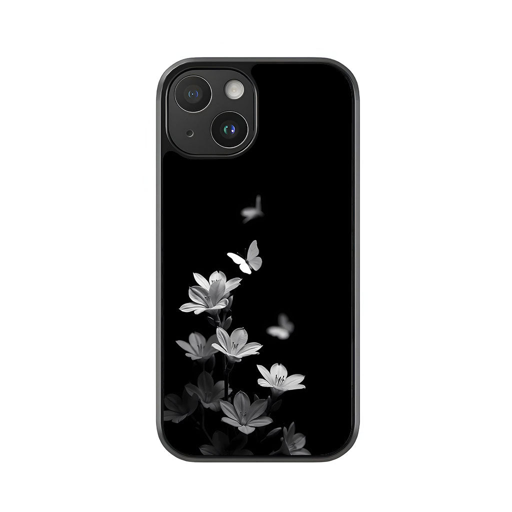Monochrome Butterfly Phone Case - Black & White Floral Design Metal Case