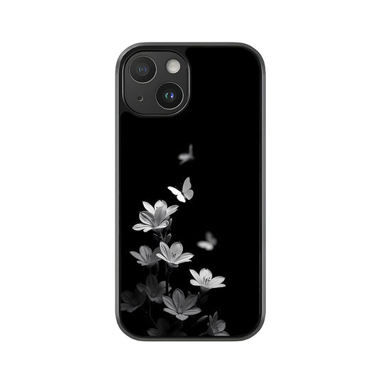 Monochrome Butterfly Phone Case - Black & White Floral Design Metal Case