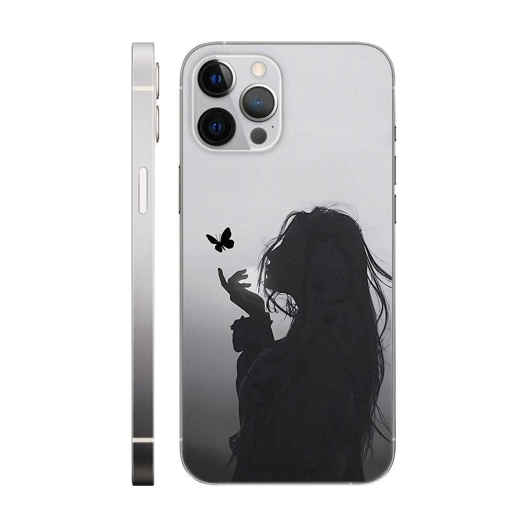 Silhouette Butterfly Phone Case - Black & White Ethereal Design 6D Skin