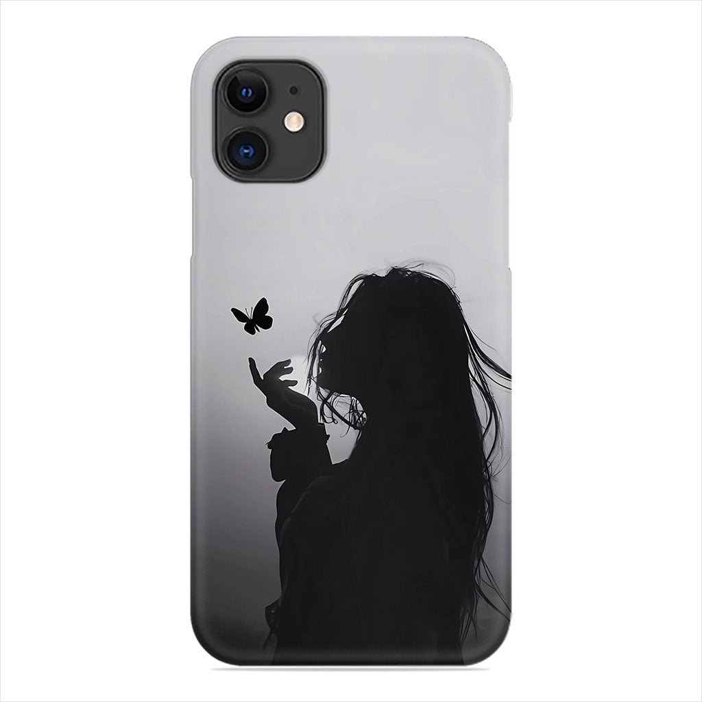 Silhouette Butterfly Phone Case - Black & White Ethereal Design
