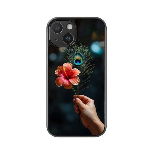 Flower & Peacock Feather Phone Case - Nature Art Design Metal Case