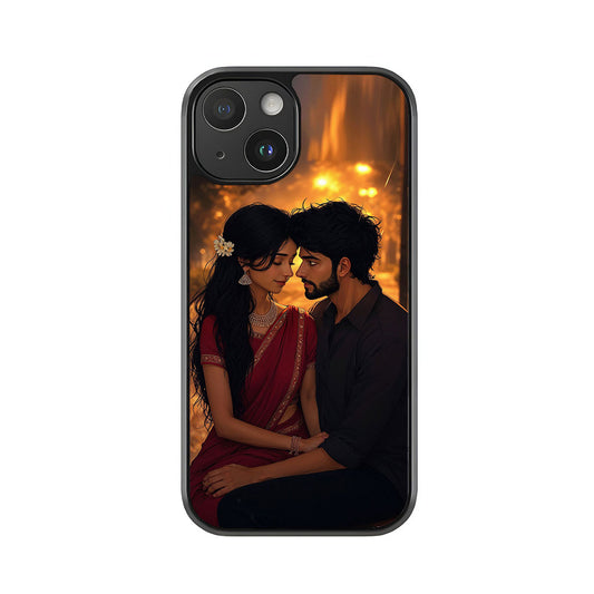 Romantic Couple Phone Case - Golden Hour Portrait Design Metal Case