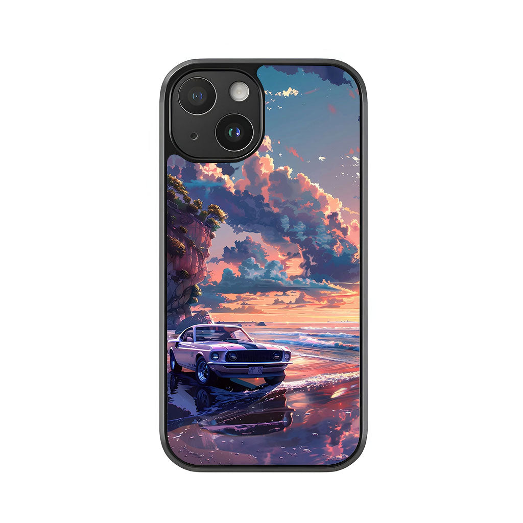 Classic Mustang Phone Case - Sunset Beach Design Metal Case