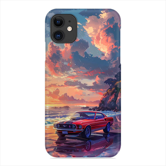 Red Mustang Phone Case - Sunset Beach Design