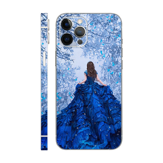 Fantasy Princess Phone Case - Blue Dress & Butterflies Design 6D Skin