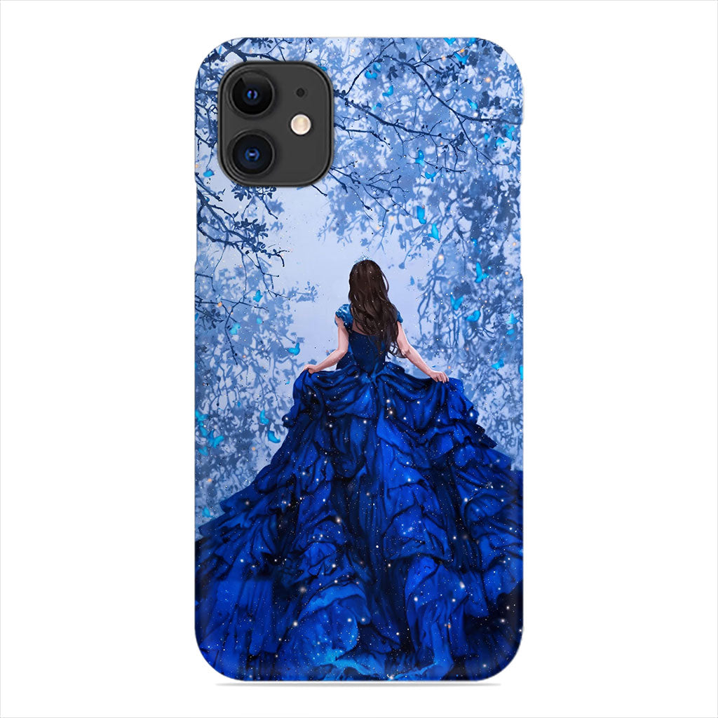 Fantasy Princess Phone Case - Blue Dress & Butterflies Design